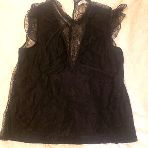 BCBG plunge neck lace top